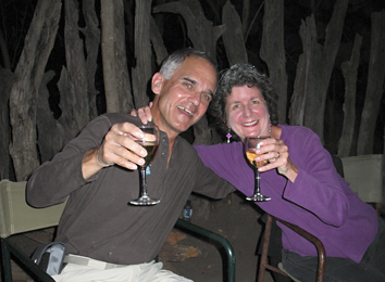 The Goulds at a Boma dinner in Botswana