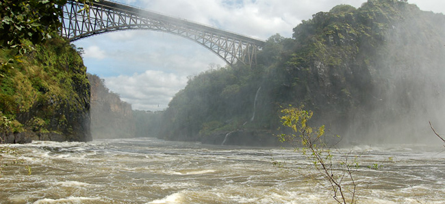 The Victoria Falls bridge below the Falls