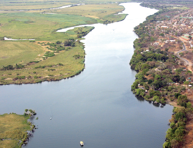 View from above the Zambezi river