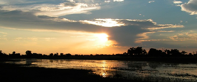 Sunset over the Okavango