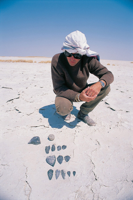 Ralph Bousfield With Stone Tools