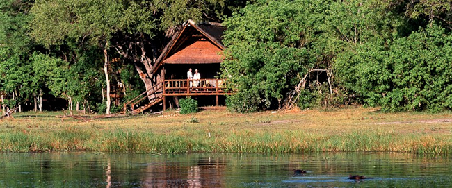 Guest tent and view to hippos