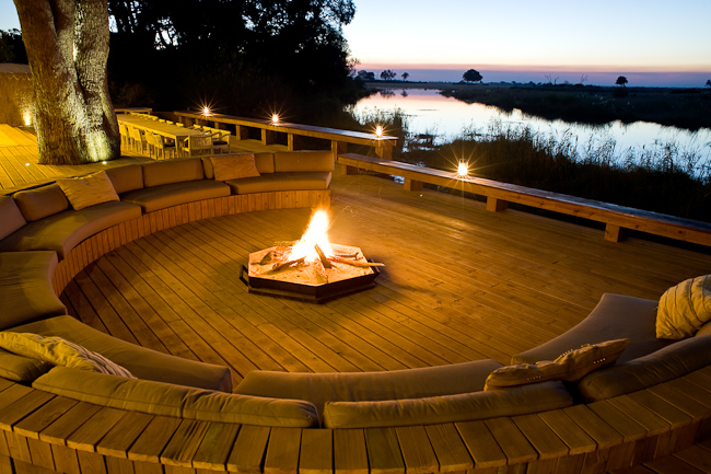 Campfire and view at dusk