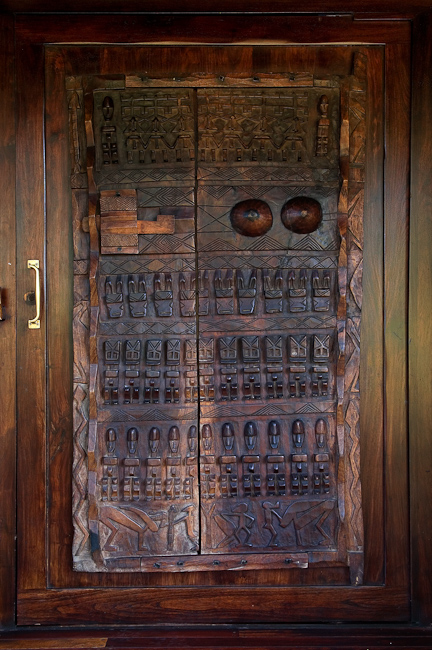 Beautifully carved doors to guest rooms