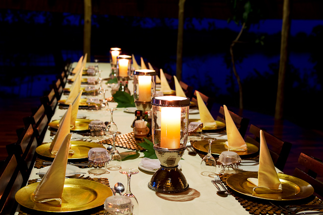 Dining Table by candlelight at Lagoon