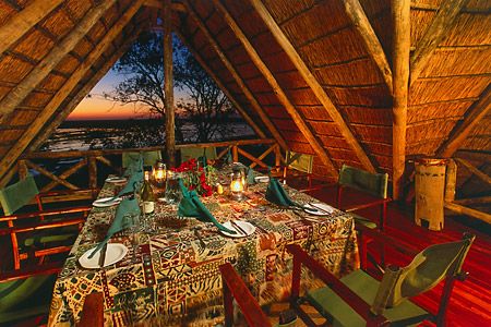 Dining in the lodge whilst overlooking the Chobe River