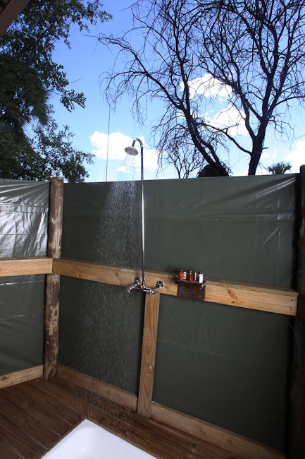 Safari tent outdoor shower