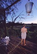 Traditional hot water bucket showers at the Trails camps