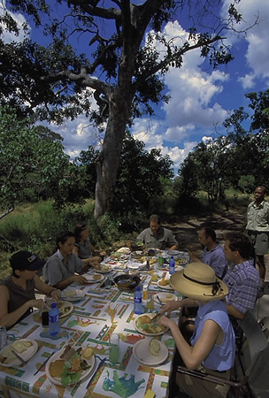 A bush meal in the huge expanse of Botswana's Selinda Reserve