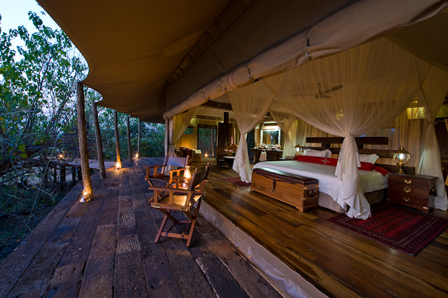 Guest tent deck and interior