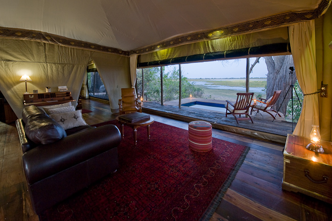 Guest tent lounge and view