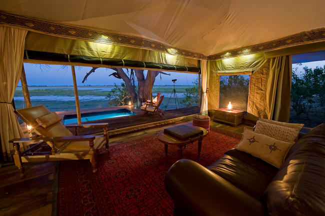 Guest tent lounge and view