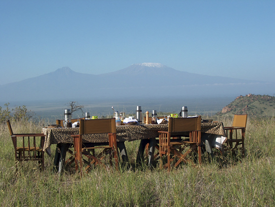 Bush breakfast and Kilimanjaro