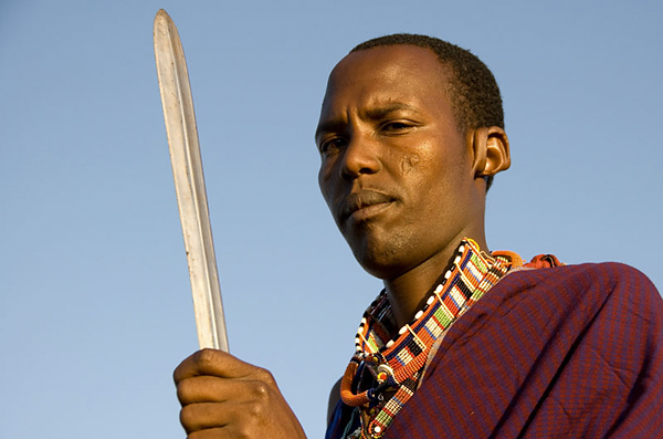 Maasai tribesman and assegai