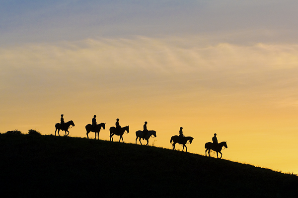 Sunset on a horseback safari