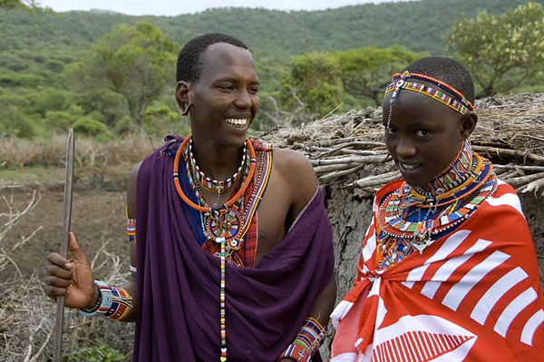 Maasai man and girl