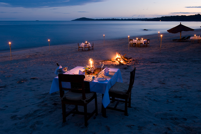 Candlelight dinner on the beach