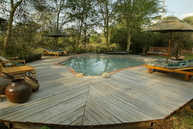 Pool deck at Mvuu Lodge