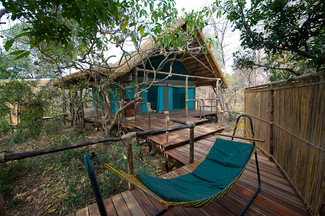 Guest room deck and hammock