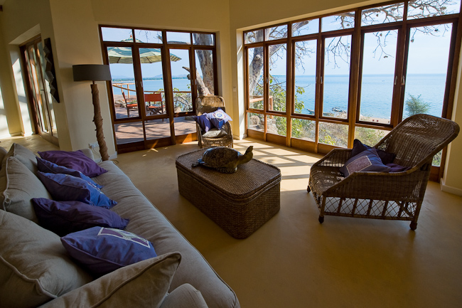 Living room overlooking the beach
