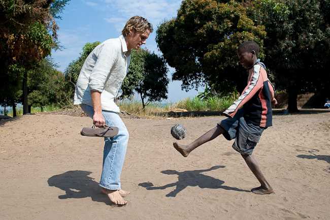 Playing football with a local ball