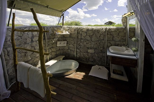 Open-air bathroom in guest tent
