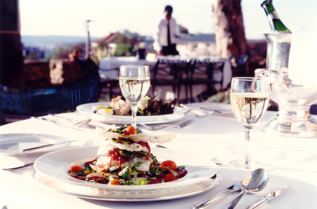 Dining on the Garden Terrace at Hotel Heinitzburg