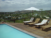 Pool deck and view of Windhoek
