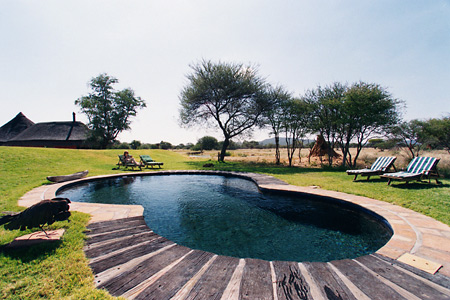 Swimming pool and grounds, Okonjima Camp, Namibia