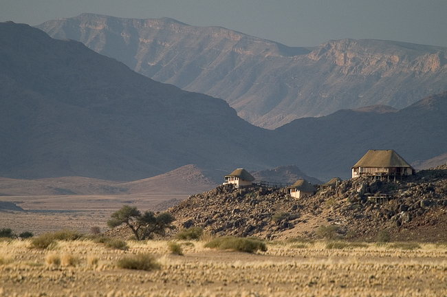 Sossusvlei camp and mountain backdrop