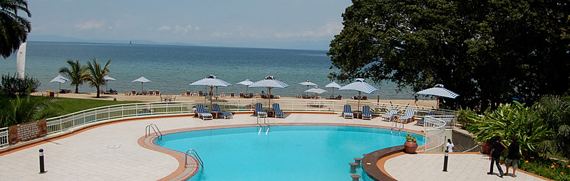 The swimming pool at Lake Kivu Serena Hotel in Gisenyi