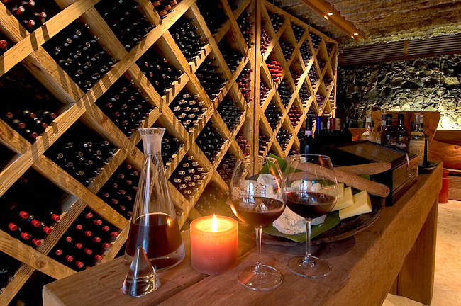 Well-stocked wine cellar