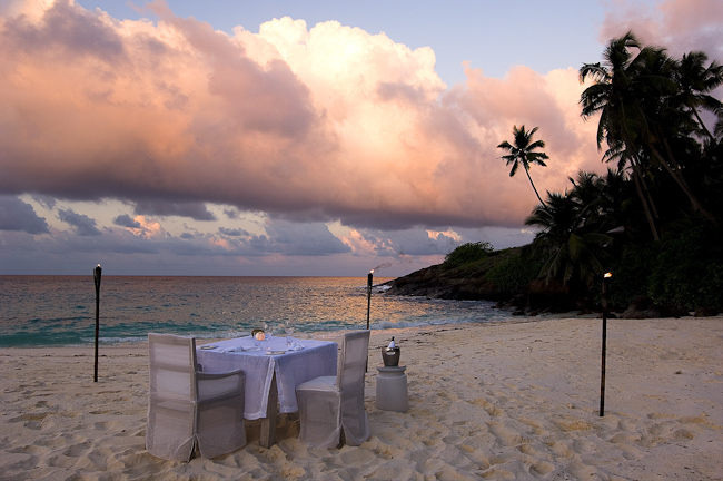 Private table on the beach