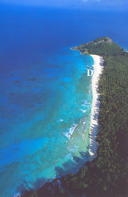 Aerial view of Anse d'Est - the location of the guest Villas