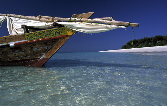 Dhow along the Zanzibar shoreline