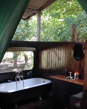 En-suite bathroom in a Chiawa guest tent