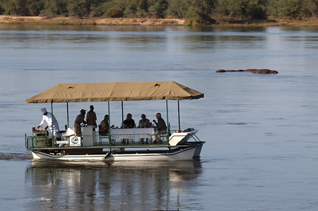 Guests having breakfast on the river 