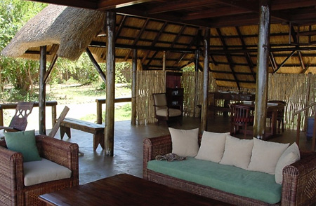 The guest lounge at Chiawa Camp is a comfortable repose