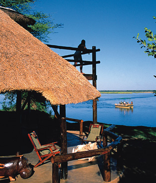 The main lodge at Chiawa provides all-day viewing of the Zambezi