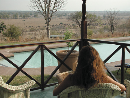 Relaxing at Chichele Lodge overlooking the pool