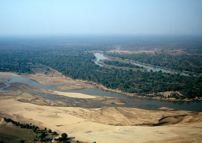 Aerial view of Luamfwa Lagoon