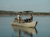 Boating on the Zambezi River at Kulefu Camp, Zambia