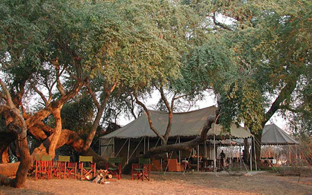 Lechwe Plains Tented Camp's main lodge is under canvas