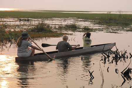 Canoeing on the Chunga Lagoon at Lechwe Plains Camp