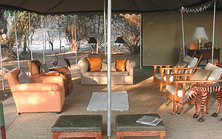 Main lounge at Lechwe Plains Camp, Lochinvar N.P., Zambia