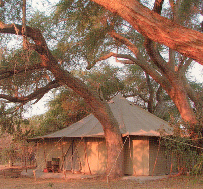 Lechwe Plains Camp guest tent, Lochinvar N.P., Zambia
