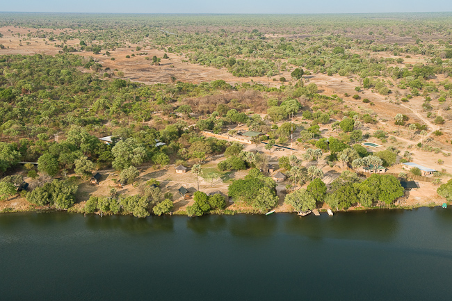 Aerial view of Lufupa River camp