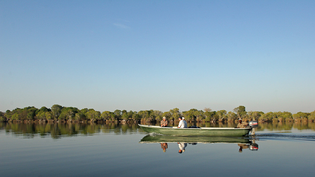 Boating on the Kafue river at Lufupa Tented Camp
