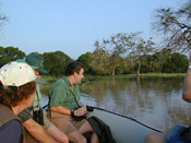 Guests on a river safari in the Luangwa Valley, Zambia