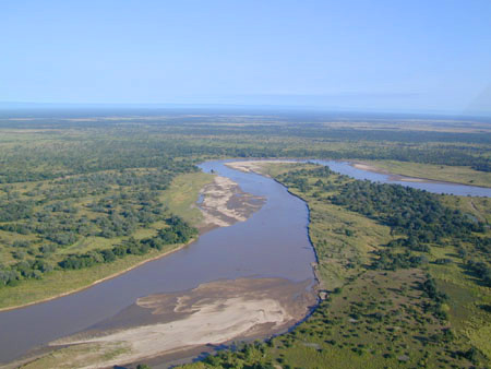 Aerial view of the Luangwa River, Zambia